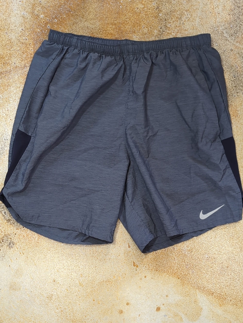 Nike Men's Dark Gray Blue Athletic Shorts with Reflective Swoosh Size S